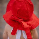 Dámsky ľanový klobúk red s mašľou 54-55 cm