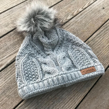 Detská/dámska zimná pletená podšitá čiapka - vrkoče grey