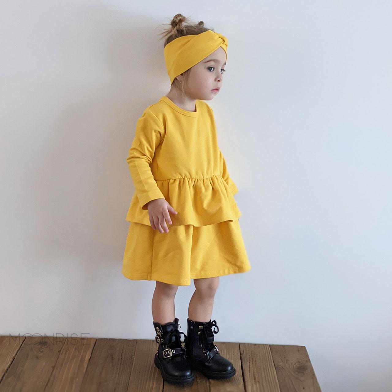 Šaty s volánom ORGANIC - yellow 92
