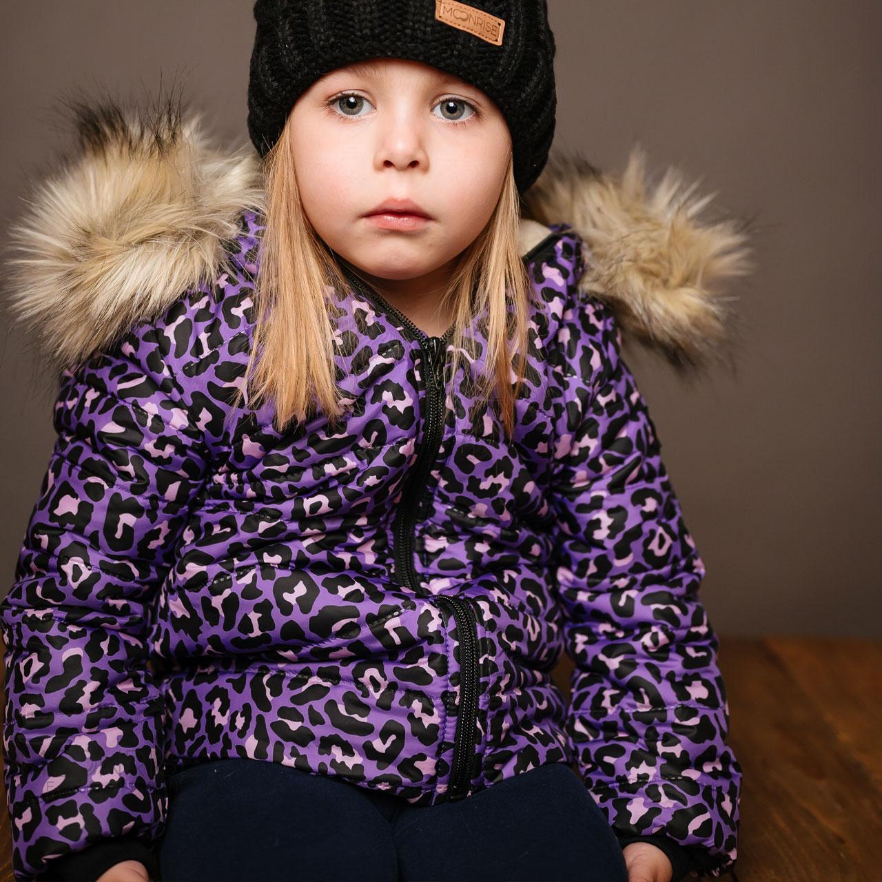 Detská zimná bunda - leopard violet 128