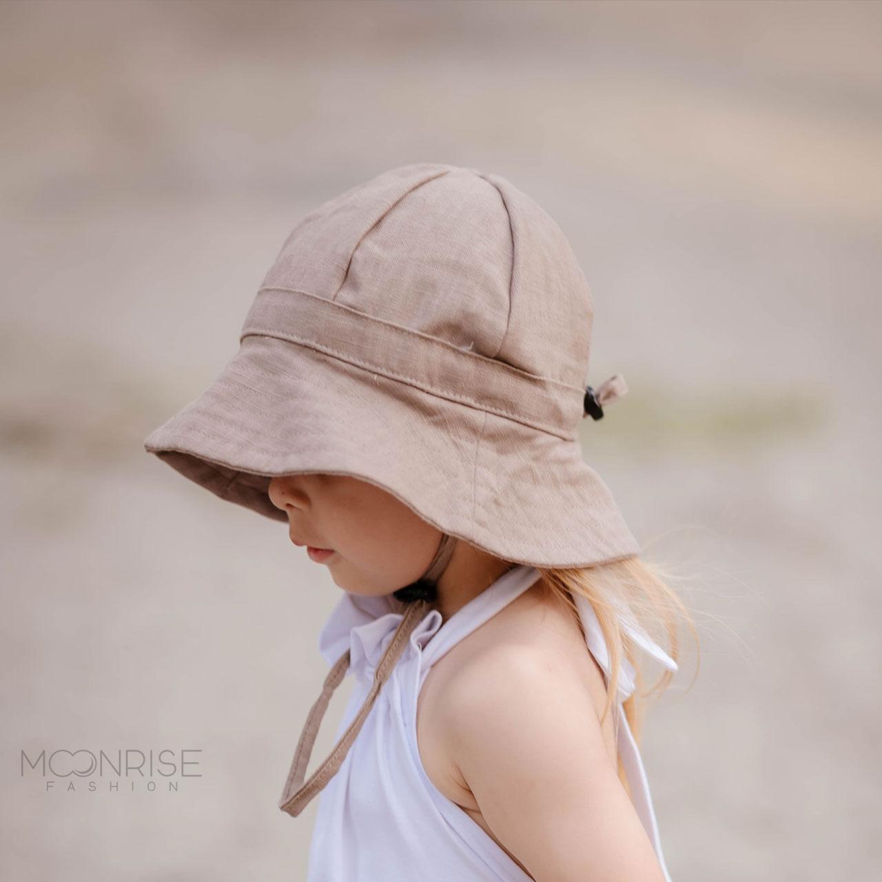 Detský ľanový klobúk taupe - 2