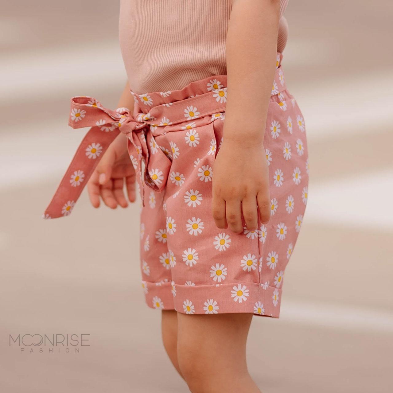 Detské bavlnené kraťasy - daisies pink - 92 