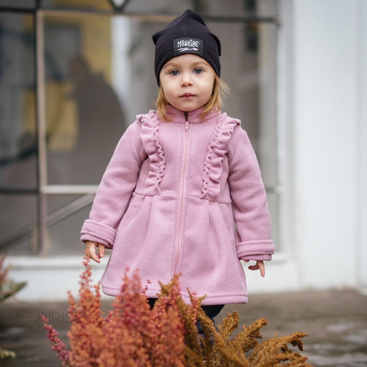 Detský fleecový kabátik s volánikmi - ružová 92