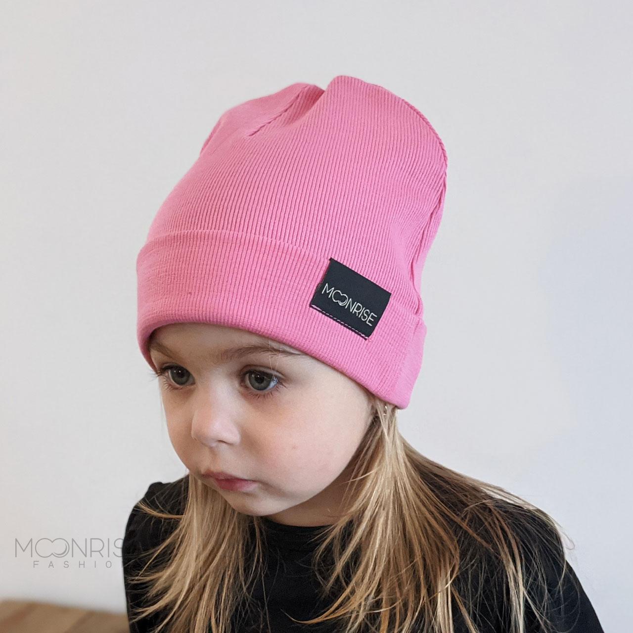 Detská čiapka rebrovaná - sweet pink