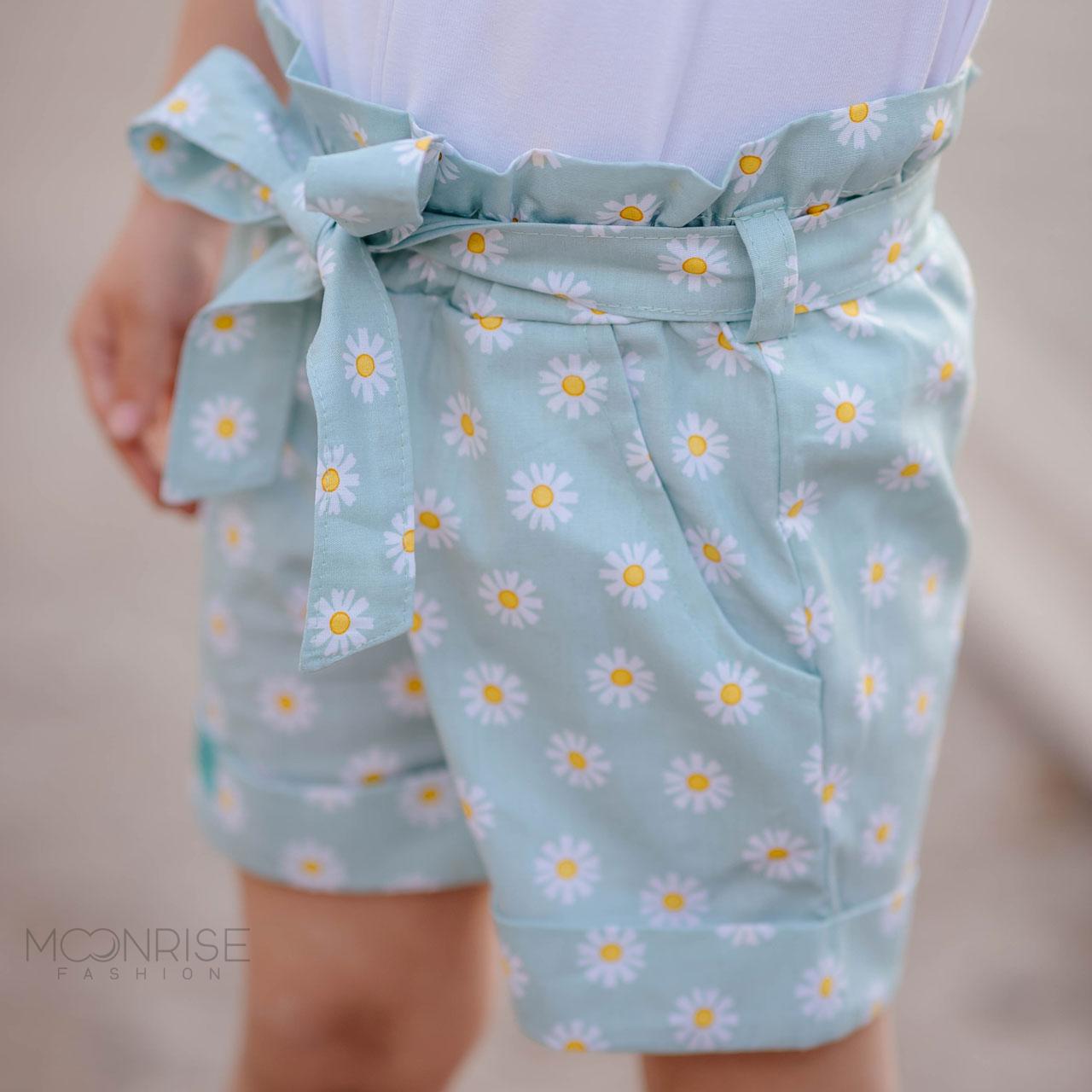 Detské bavlnené kraťasy - daisy mint