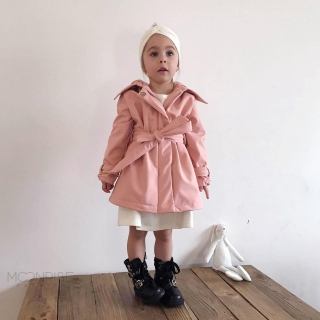 Detský softshell trenchcoat s kapucou - pink