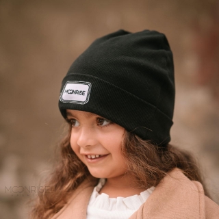 Detská čiapka organická rebrovaná - black