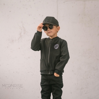 Detská softshell bomber bunda - black smiley