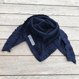 Rebrovaná organic šatka s volánikom - dark blue