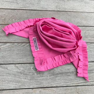 Rebrovaná organic šatka s volánikom - sweet pink