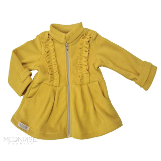 Detský fleecový kabátik s volánikmi - yellow