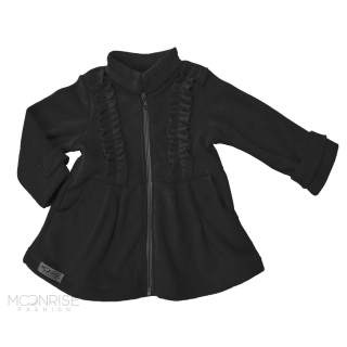 Detský fleecový kabátik s volánikmi - black