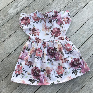 Detské bavlnené šaty s volánom - roses powder