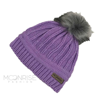 Zimná pletená podšitá čiapka - stripes lila