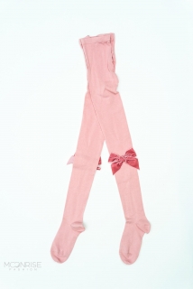 Detské pančuchy so semišovou mašličkou - pink