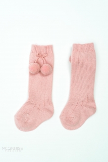 Detské podkolienky - pink s pompomami