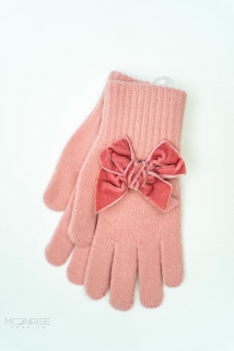 Detské rukavice s mašľou pink