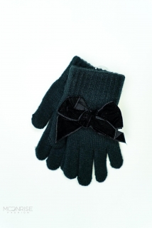 Detské rukavice s mašľou black
